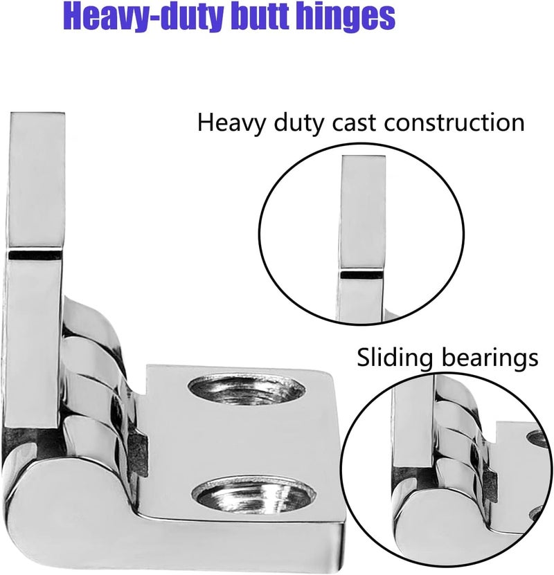 ODYSUNRAL Marine Stainless Steel Boat Hinges, 2 inch x 2 inch (50mm X 50 mm), No Noise, Heavy Duty 316 Stainless Steel with Screws (6 PCS) - Image 4